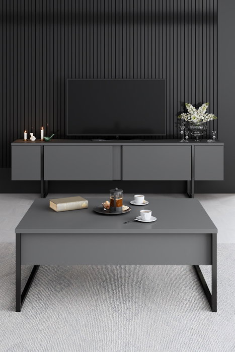 Hanah Home Conjunto de Muebles de Salón Luxe en Nogal y Negro Hanah Home Conjunto de Muebles de Salón Luxe en Nogal y Negro